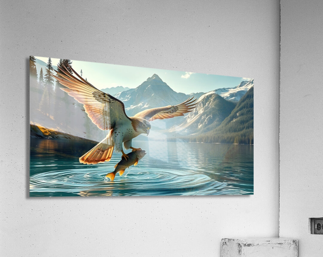 Falcon Grabs Fish With Talons Acrylic Print