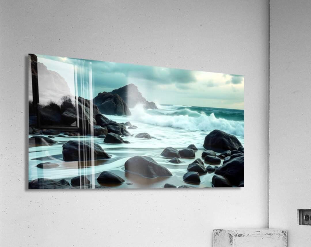 Coastal Shore Rocks N Waves Acrylic Print