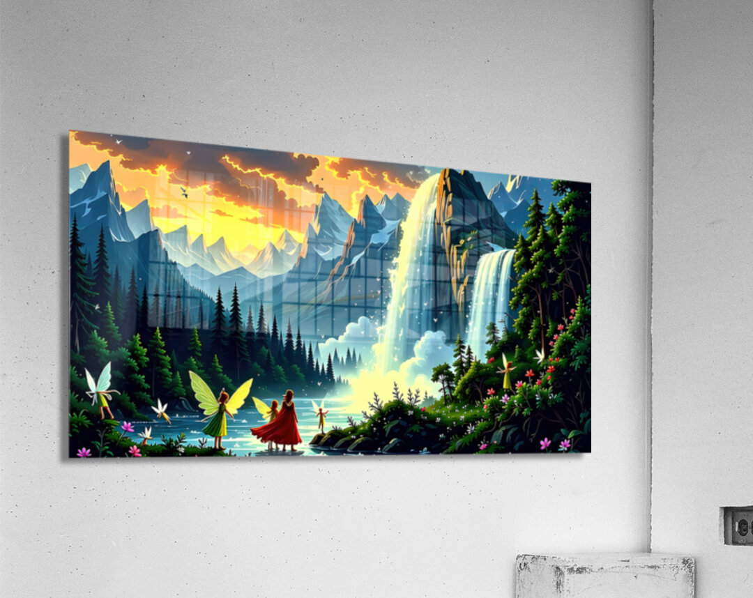 Majestic Mountain Ethereal Fantasy Elves Acrylic Print