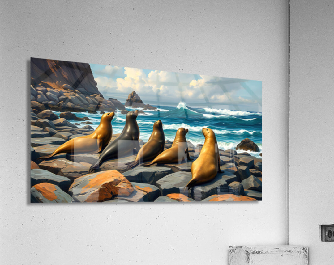 Five Seals Watching Waves Acrylic Print