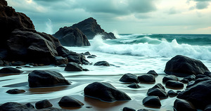 Coastal Shore Rocks N Waves