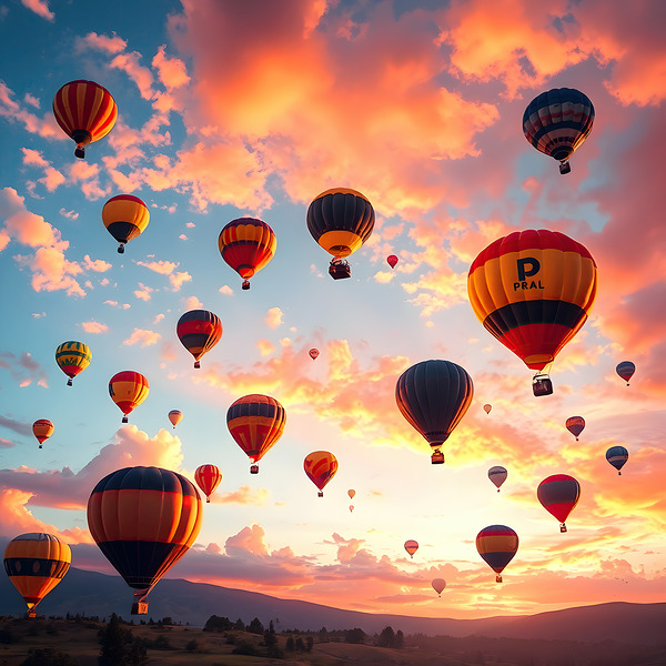 Hot Air Ballon Sunset Print