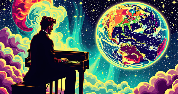 Space piano Print