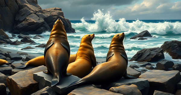 Sealio On His Back With Friends Print