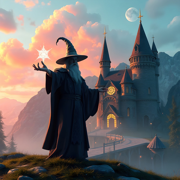 Wizard Casting Spell Print