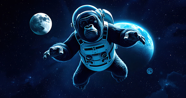 Gorilla floating In Space Print