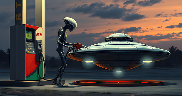 Alien at the Gas Station Print