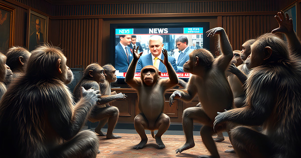 Monkeys Watching The News Print