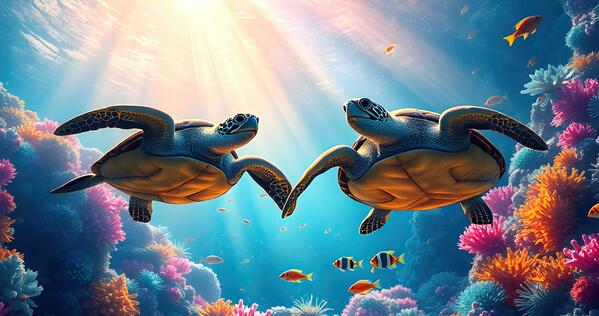 Sea Turtle Friends Print