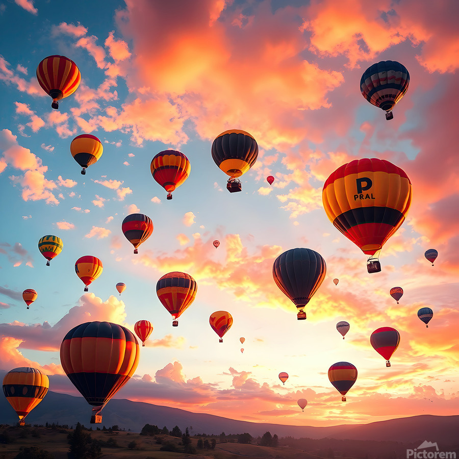 Hot Air Ballon Sunset  Print