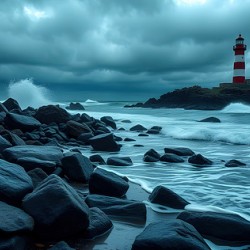 Lighthouse Coastal Cloudy Day