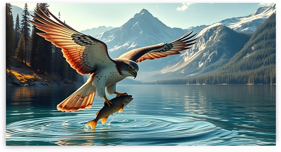 Falcon Grabs Fish With Talons by Adam Holms