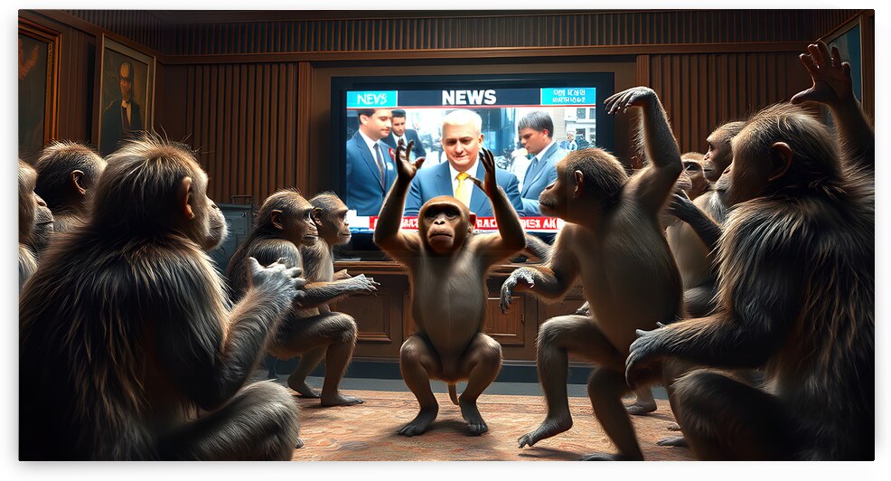 Monkeys Watching The News by Adam Holms