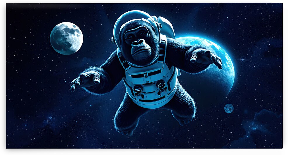 Gorilla floating In Space by Adam Holms