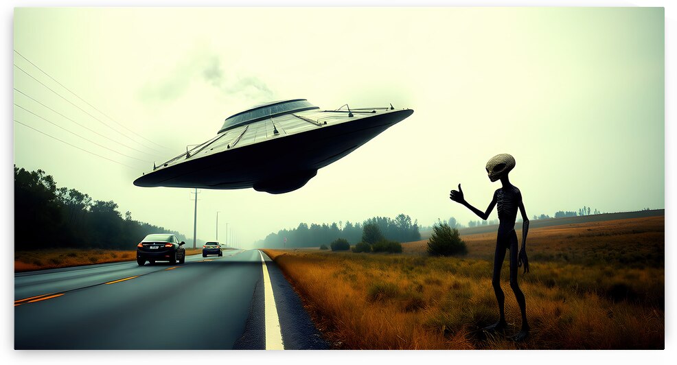 Hitchhiking Alien by Adam Holms