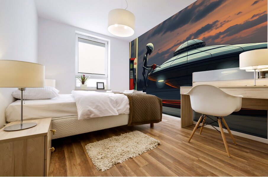 Alien at the Gas Station Mural print