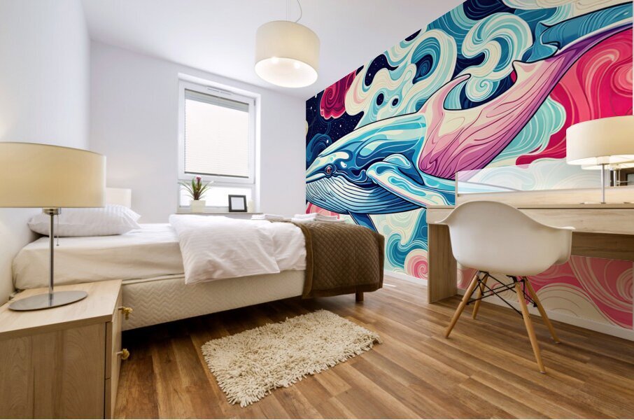 Whale Swimming In Outer Space Mural print