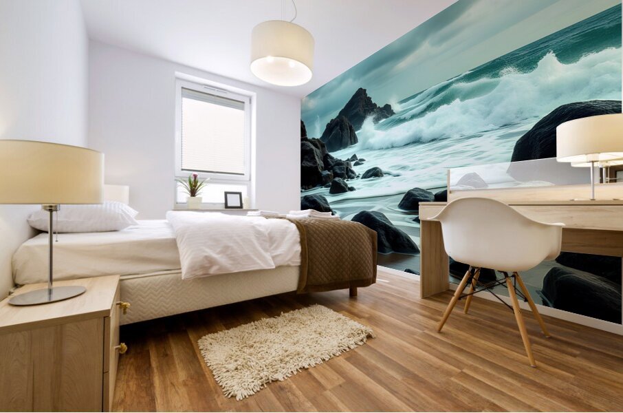 Coastal Shore Rocks N Waves Mural print