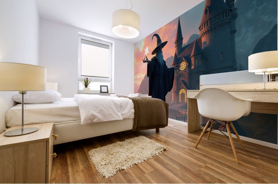 Wizard Casting Spell Mural print