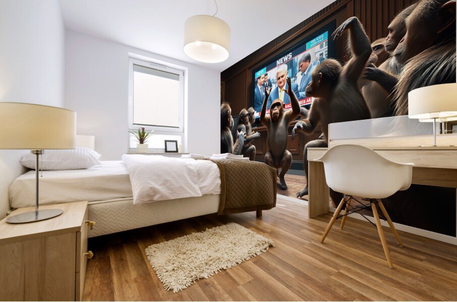 Monkeys Watching The News Mural print