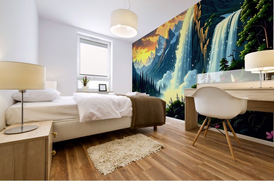 Majestic Mountain Ethereal Fantasy Elves Mural print