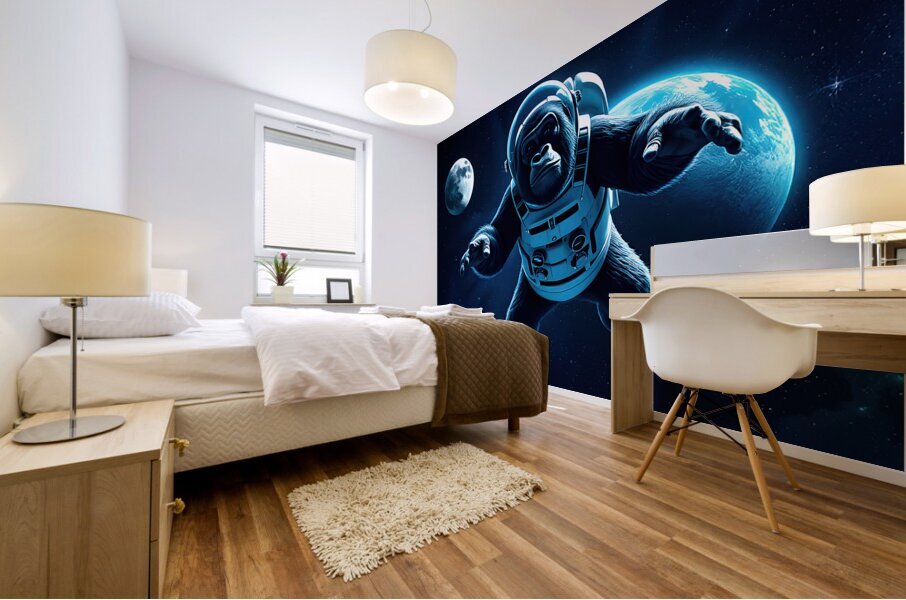 Gorilla floating In Space Mural print