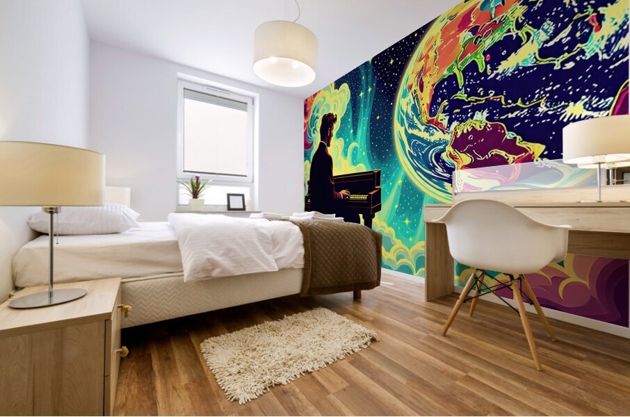 Space piano Mural print