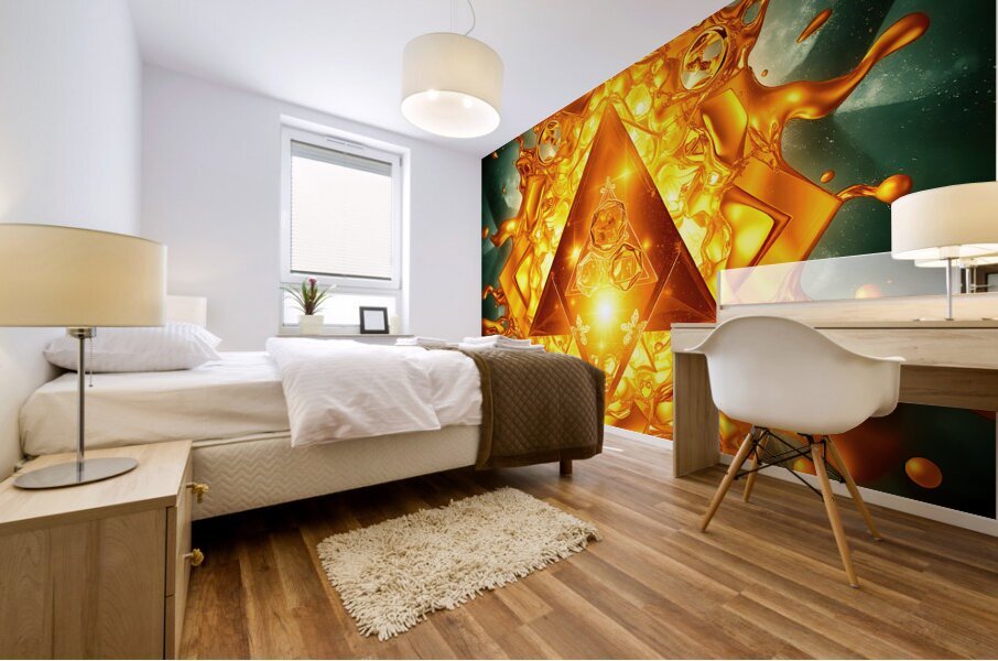 Golden Emerald Triangle Mural print