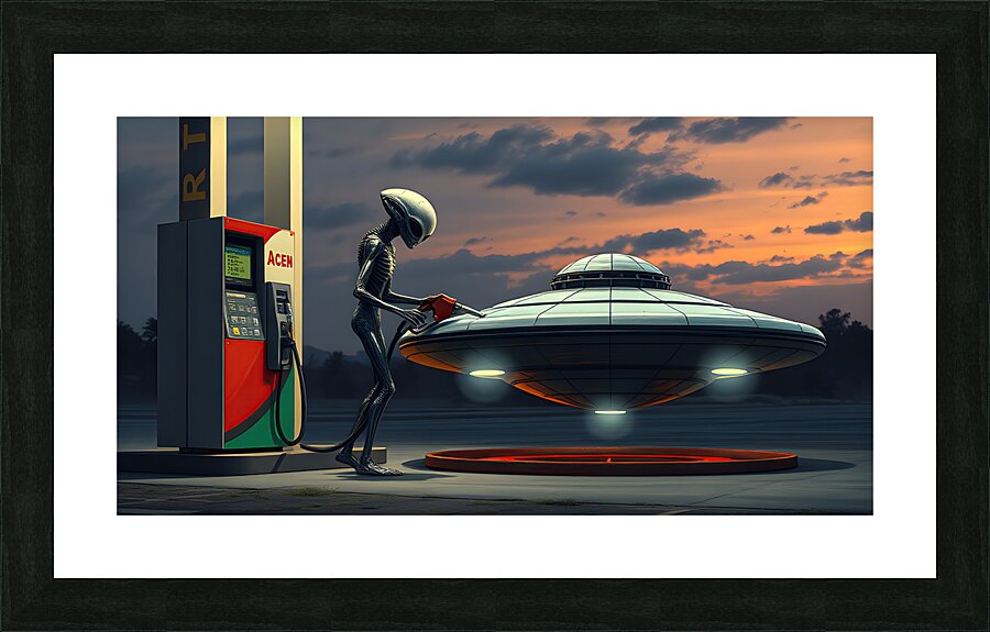 Alien at the Gas Station Picture Frame print