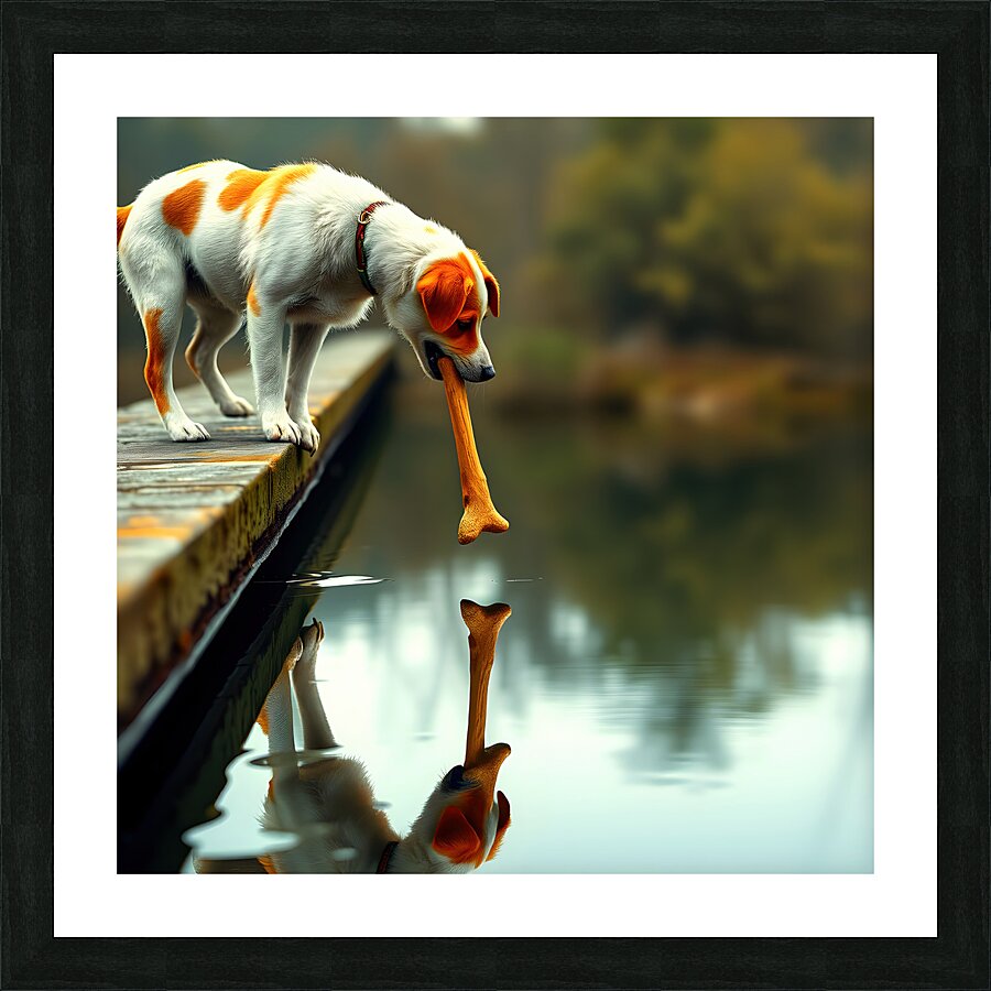 Greedy Dog Picture Frame print