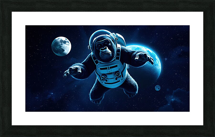 Gorilla floating In Space Picture Frame print