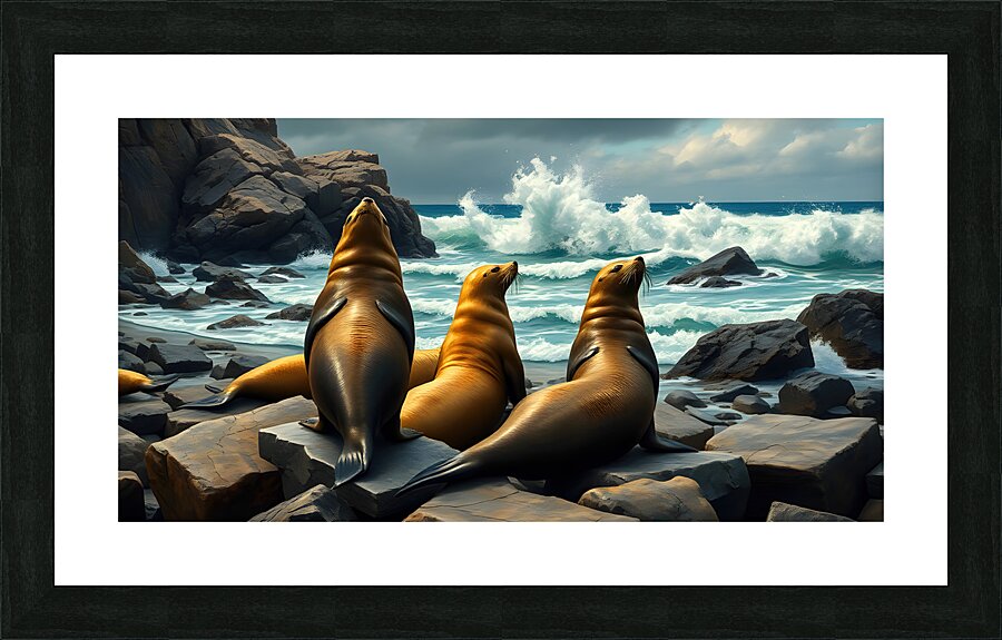 Sealio On His Back With Friends Picture Frame print