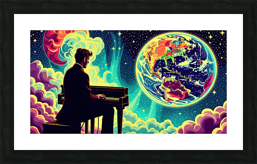 Space piano Picture Frame print
