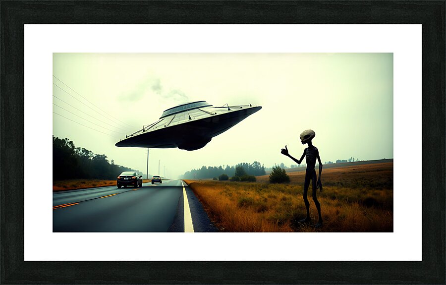 Hitchhiking Alien Picture Frame print