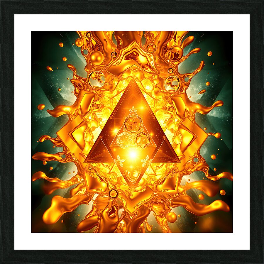 Golden Emerald Triangle Picture Frame print