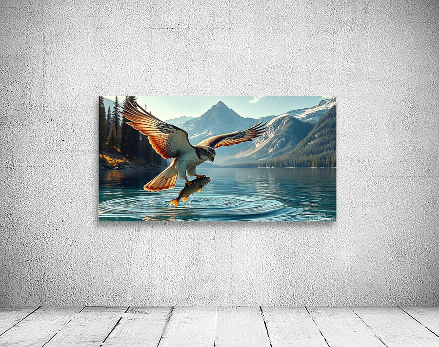 Falcon Grabs Fish With Talons Wall Preview