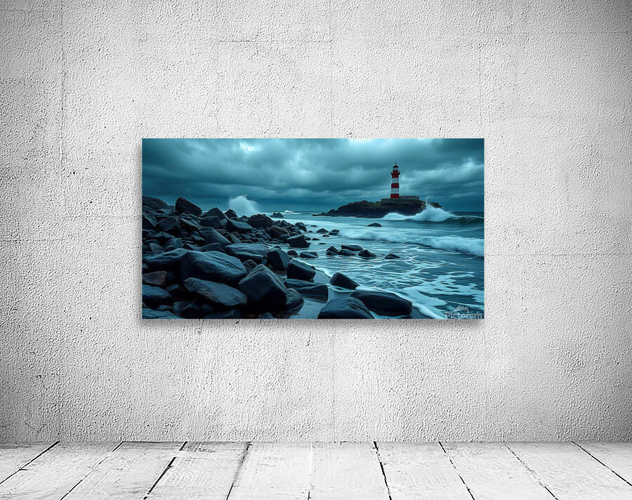 Lighthouse Coastal Cloudy Day Wall Preview