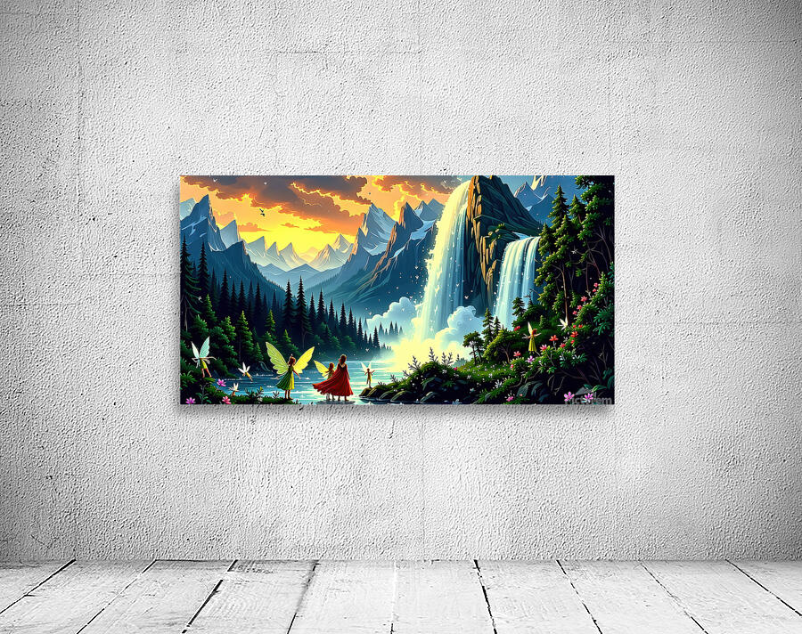 Majestic Mountain Ethereal Fantasy Elves Wall Preview