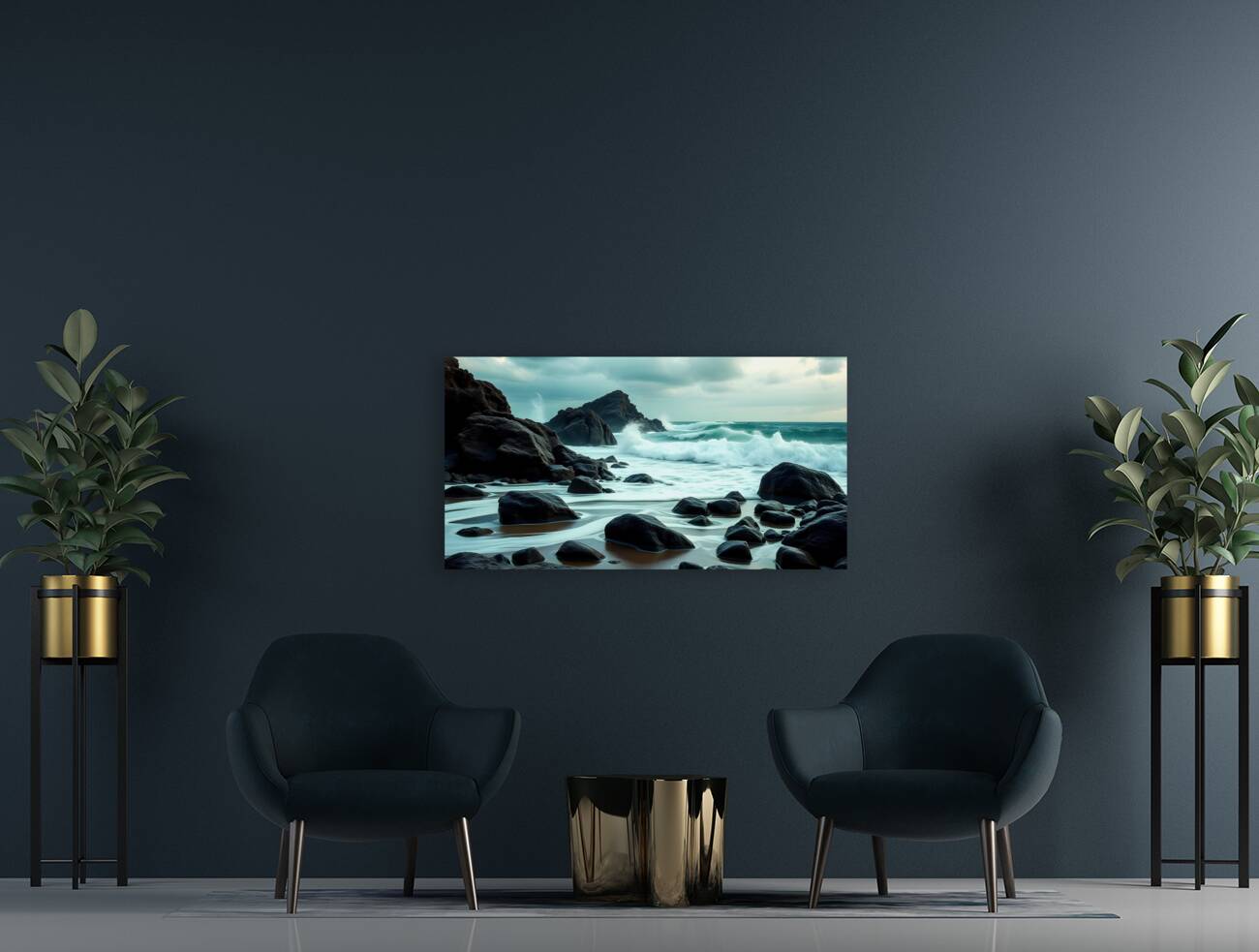 Coastal Shore Rocks N Waves Reproduction