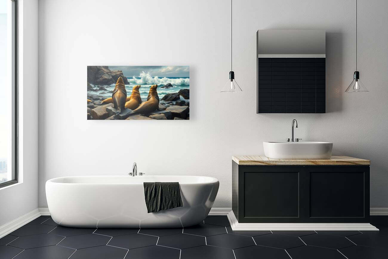 Sealio On His Back With Friends Reproduction