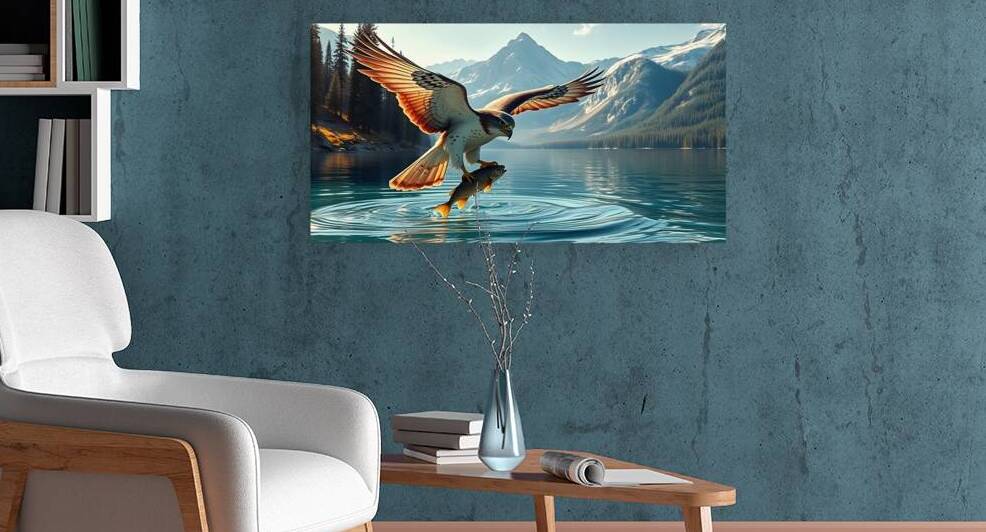 Falcon Grabs Fish With Talons by Adam Holms