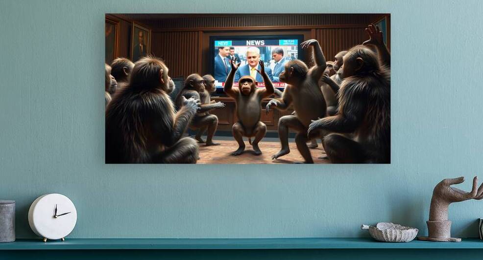 Monkeys Watching The News by Adam Holms