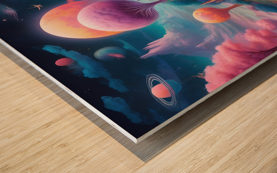 Cotton Candy Land Castle Wood print