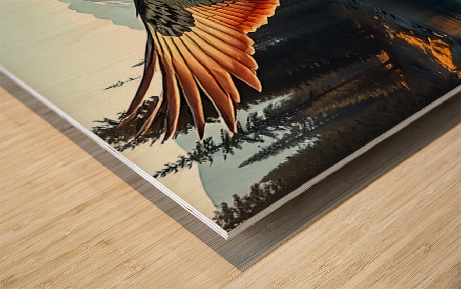 Falcon Grabs Fish With Talons Wood print