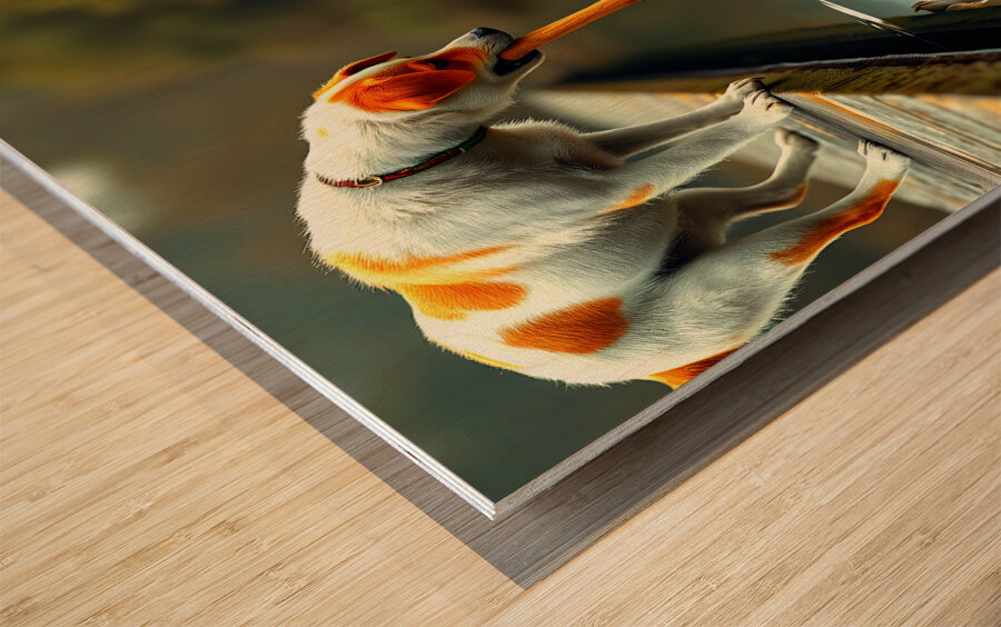 Greedy Dog Wood print