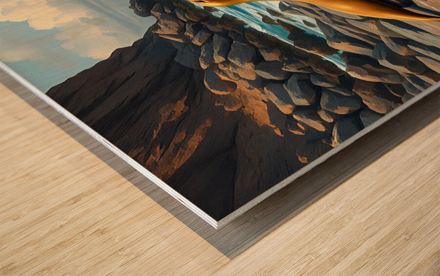 Five Seals Watching Waves Wood print