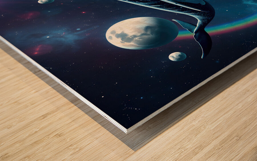 Space Whale Wood print