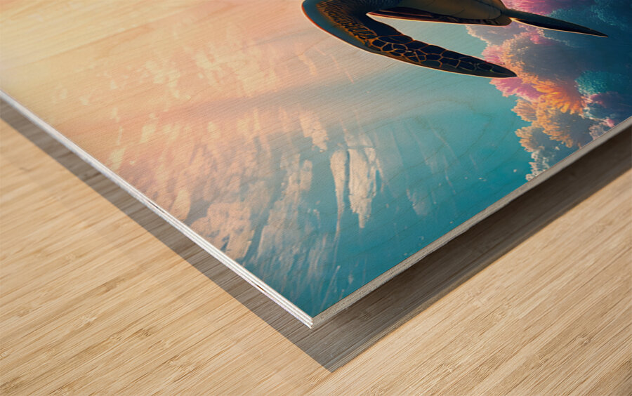 Sea Turtle Friends Wood print