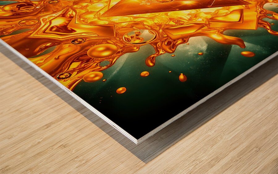 Golden Emerald Triangle Wood print